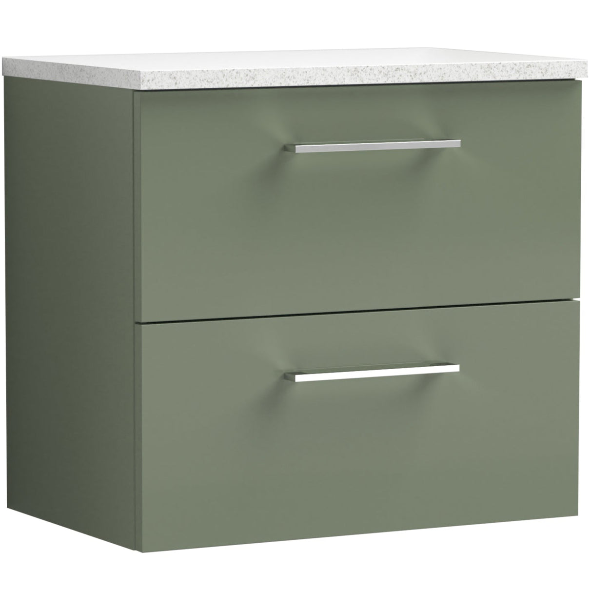 Nuie Arno 600mm Wall Hung 2 Drawer Countertop Vanity Unit Satin Green ARN824LSW