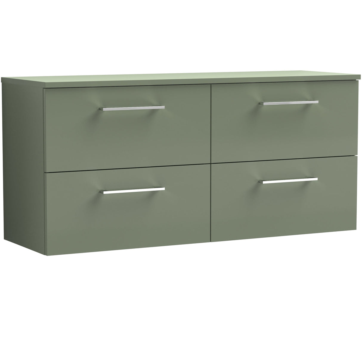 Nuie Arno 1200mm Wall Hung 4 Drawer Countertop Vanity Unit Satin Green ARN824W2