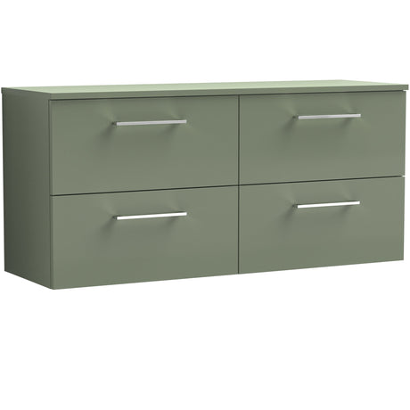 Nuie Arno 1200mm Wall Hung 4 Drawer Countertop Vanity Unit Satin Green ARN824W2