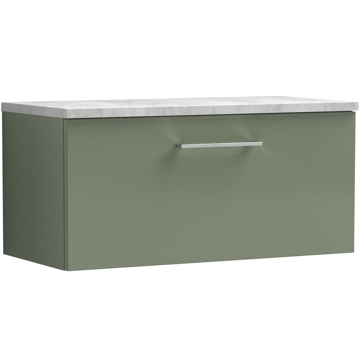 Nuie Arno 800mm Wall Hung 1 Drawer Countertop Vanity Unit Satin Green ARN825LBG