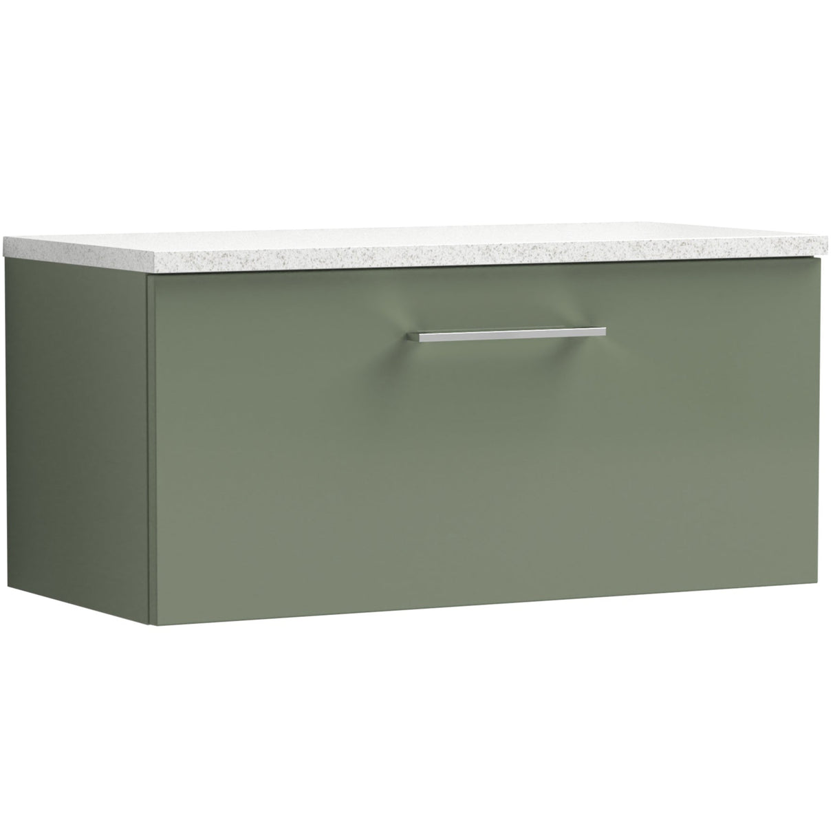 Nuie Arno 800mm Wall Hung 1 Drawer Countertop Vanity Unit Satin Green ARN825LSW