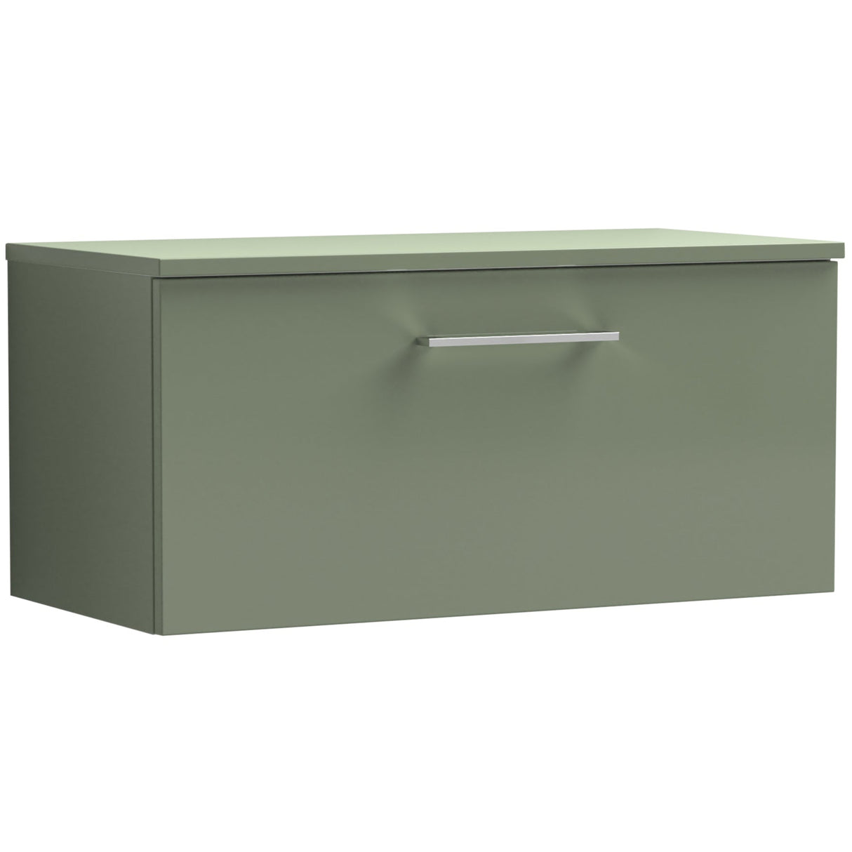 Nuie Arno 800mm Wall Hung 1 Drawer Countertop Vanity Unit Satin Green ARN825W