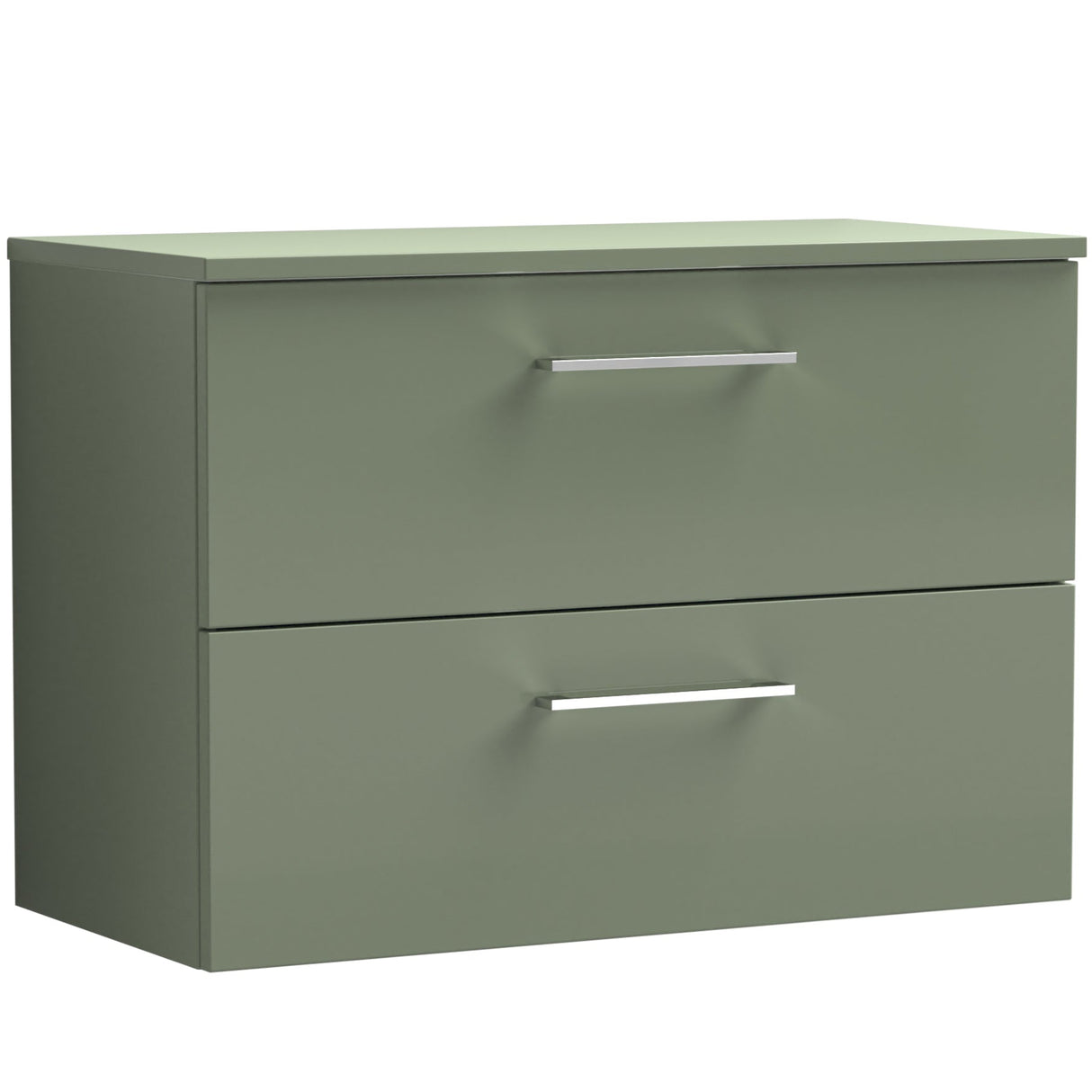 Nuie Arno 800mm Wall Hung 2 Drawer Countertop Vanity Unit Satin Green ARN826W