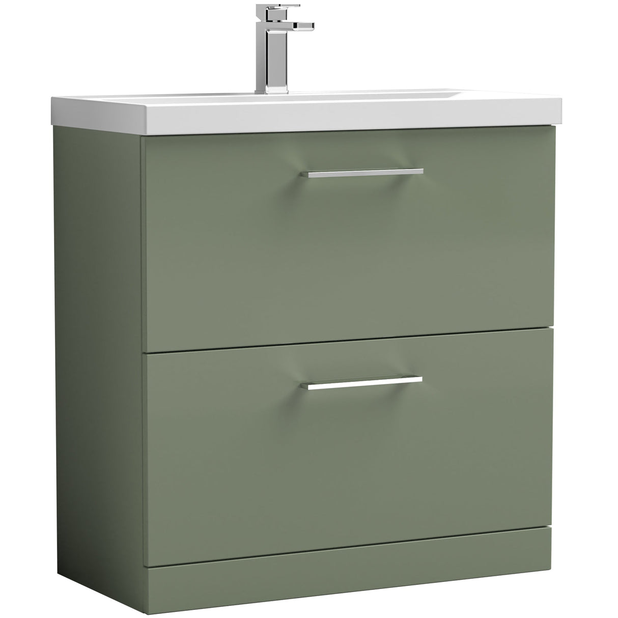 Nuie Arno 800mm Floor Standing 2 Drawer Vanity Unit & Basin Satin Green ARN835A
