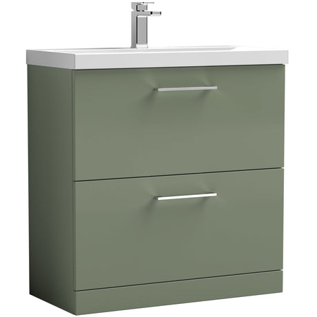 Nuie Arno 800mm Floor Standing 2 Drawer Vanity Unit & Basin Satin Green ARN835A