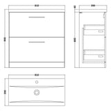 Nuie Arno 800mm Floor Standing 2 Drawer Vanity Unit & Basin Satin Green ARN835A LD