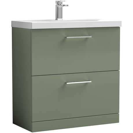 Nuie Arno 800mm Floor Standing 2 Drawer Vanity Unit & Basin Satin Green ARN835D