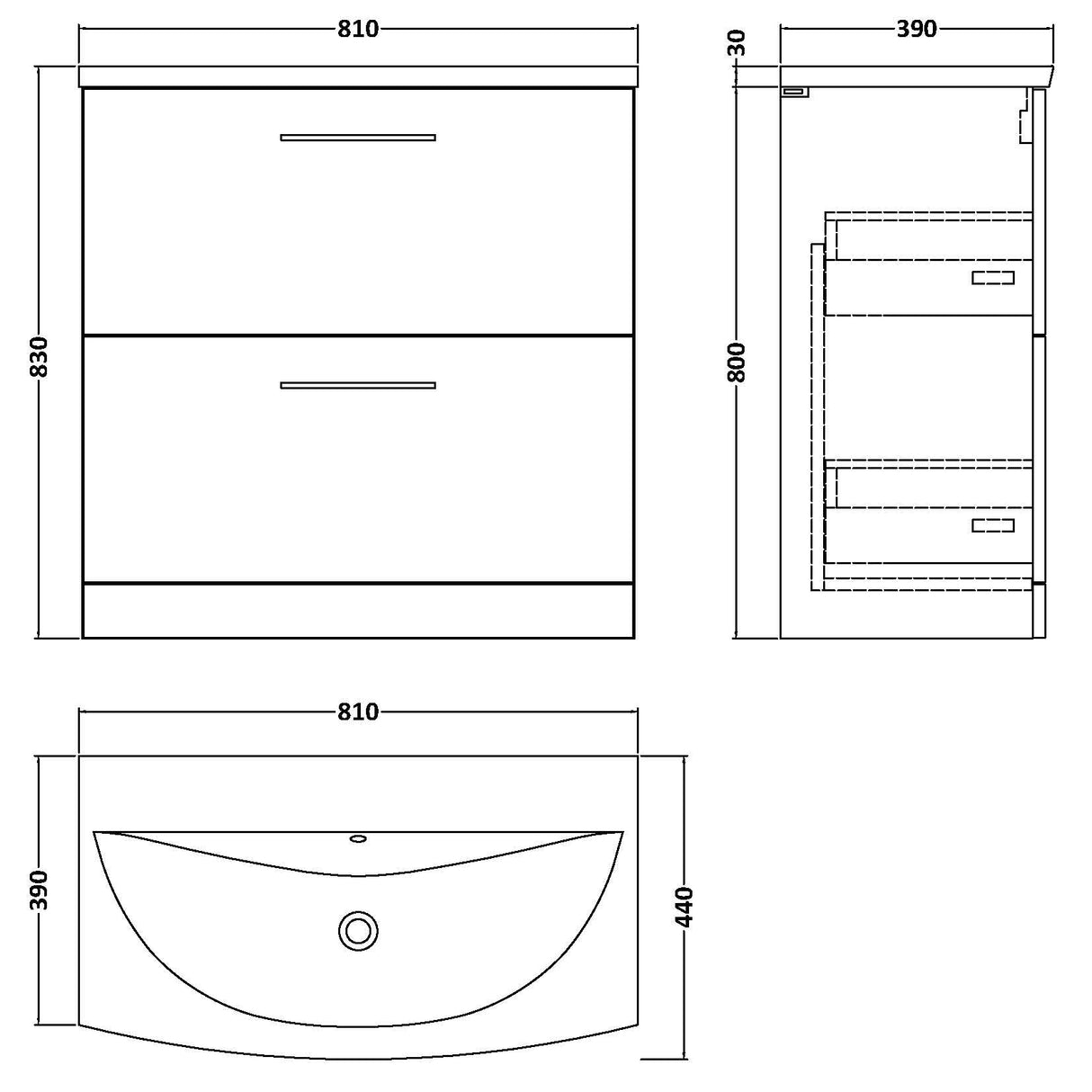 Nuie Arno 800mm Floor Standing 2 Drawer Vanity Unit & Basin Satin Green ARN835G LD
