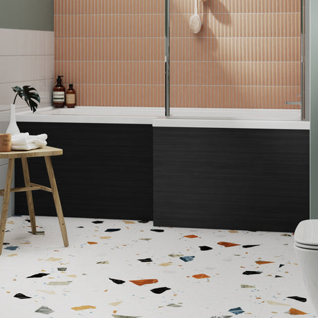 Nuie L-Shaped Shower Bath Front Panel MDF/MFC Charcoal Black MPD635N LS