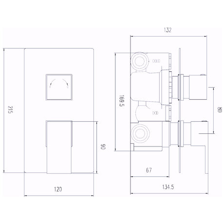 Hudson Reed Art 2 Outlet Thermostatic Concealed Shower Valve With Diverter Chrome ART3207 LD