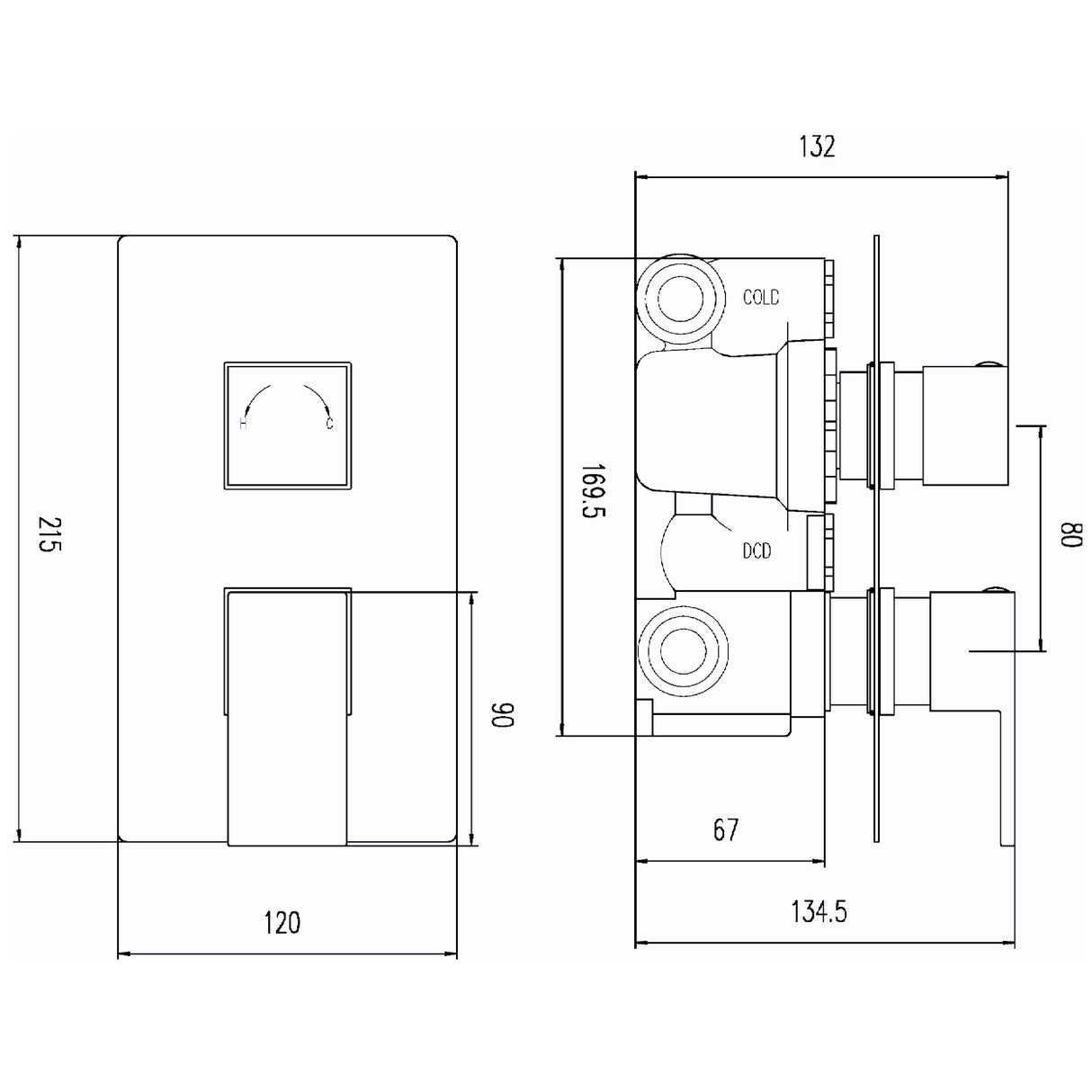 Hudson Reed Art 1 Outlet Thermostatic Concealed Shower Valve Chrome ART3210 LD
