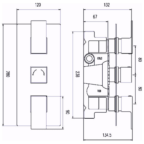 Hudson Reed Art 2 Outlet Thermostatic Concealed Shower Valve Chrome ART3211 LD