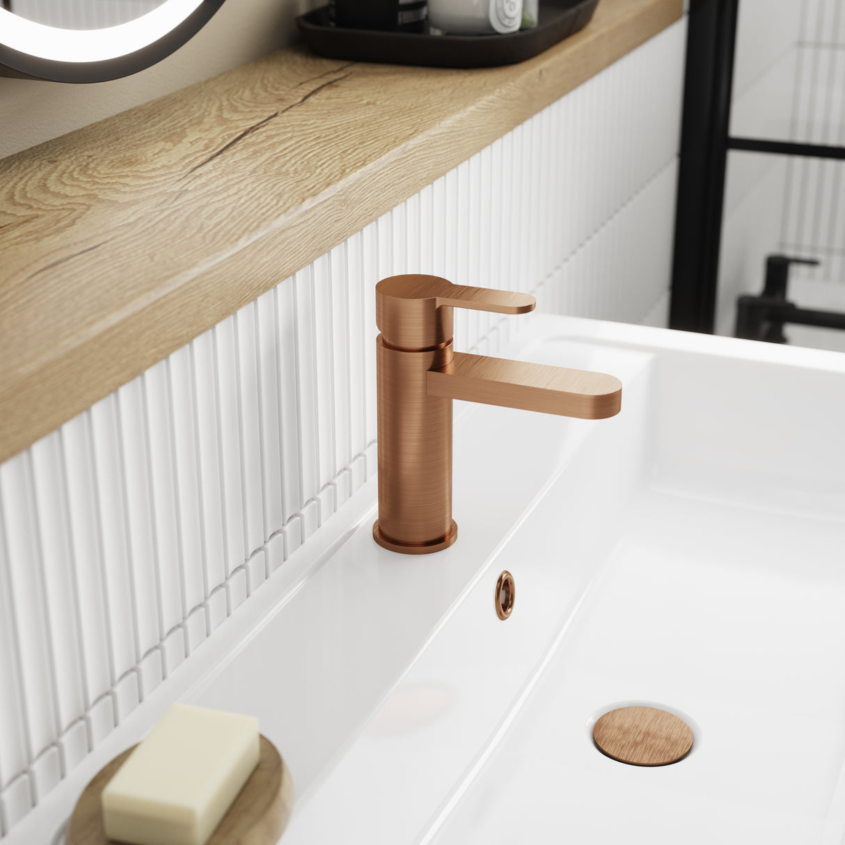 Nuie Arvan Mono Basin Mixer Tap with Waste Brushed Bronze ARV1505 LS