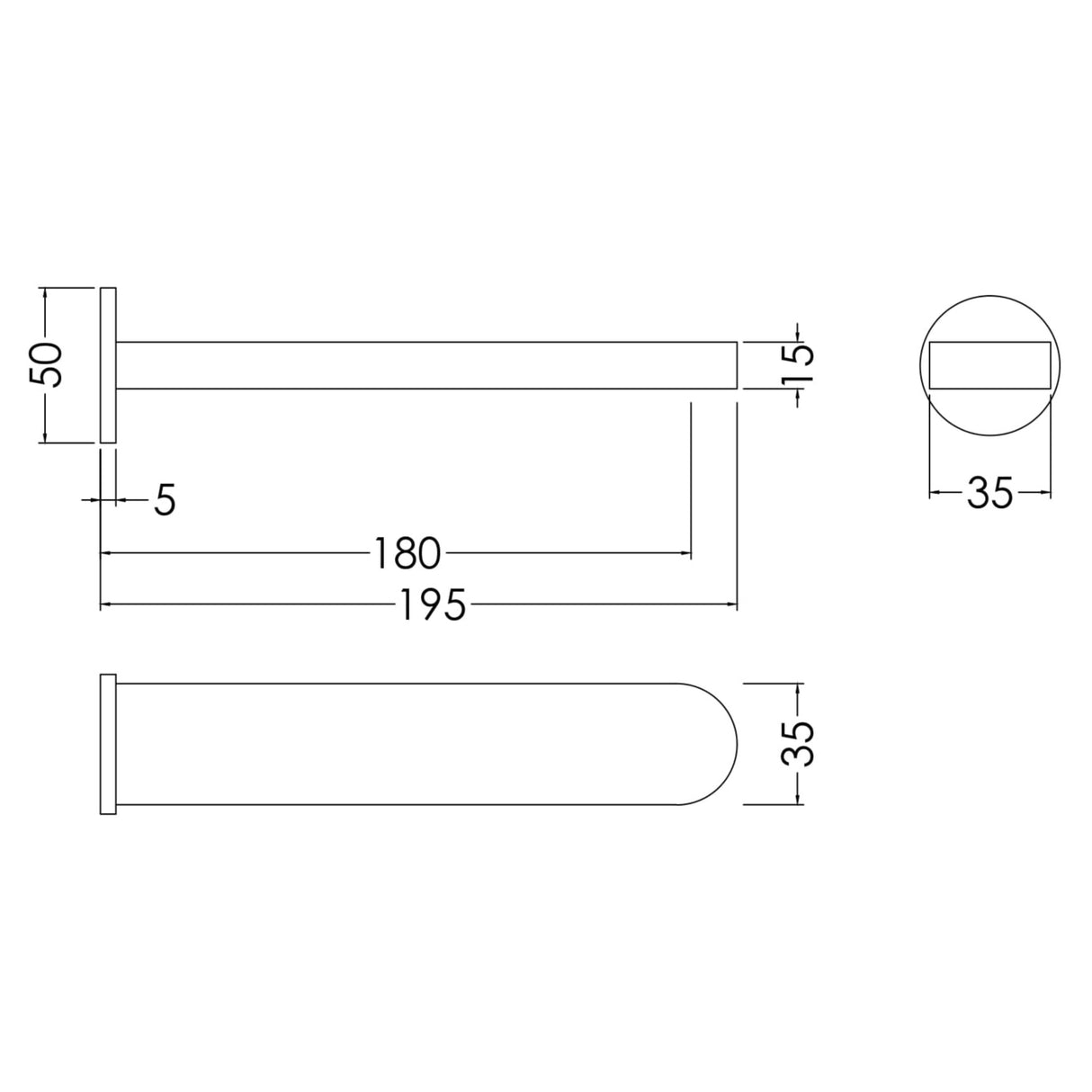 Nuie Arvan Wall Mounted Bath Spout Chrome ARV300 LD