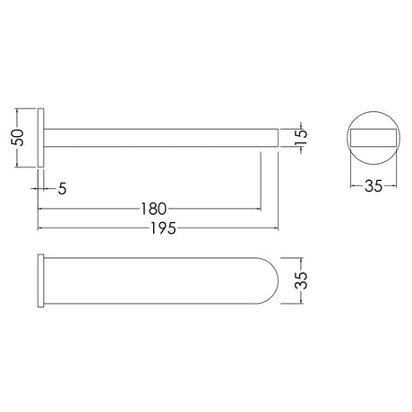 Nuie Arvan Wall Mounted Bath Spout Chrome ARV300 LD