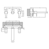 Nuie Arvan 3-Hole Wall Mounted Basin Mixer Tap Chrome ARV317 LD