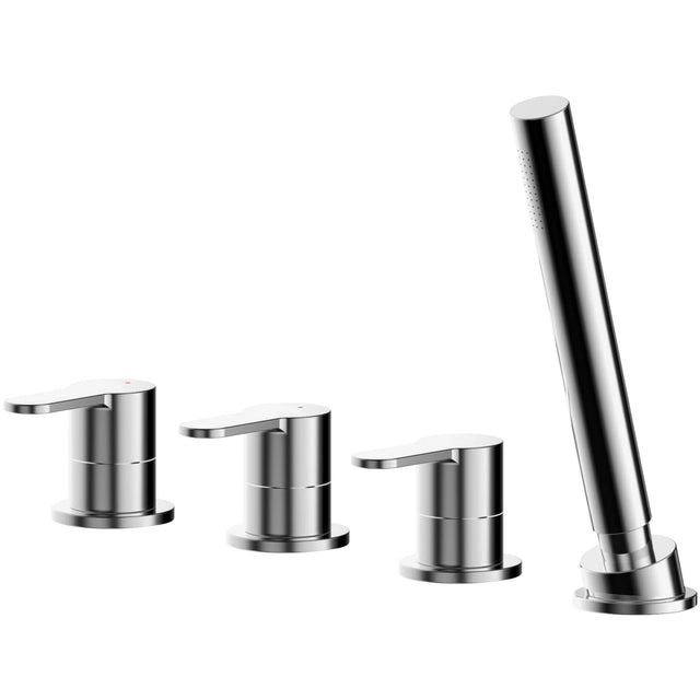 Nuie Arvan 4-Hole Bath Shower Mixer Tap with Shower Kit Chrome ARV334