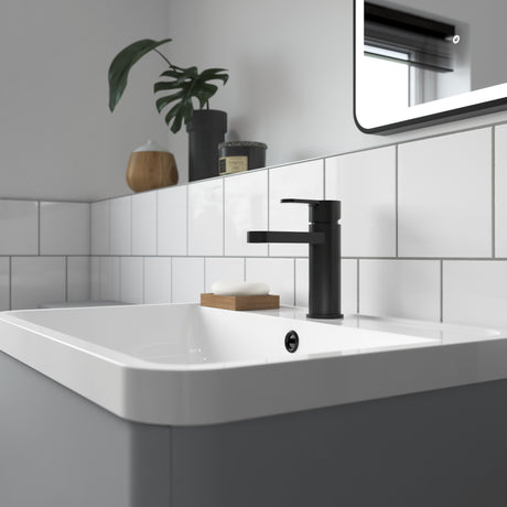 Nuie Arvan Mono Basin Mixer Tap with Waste Matt Black ARV405 LS