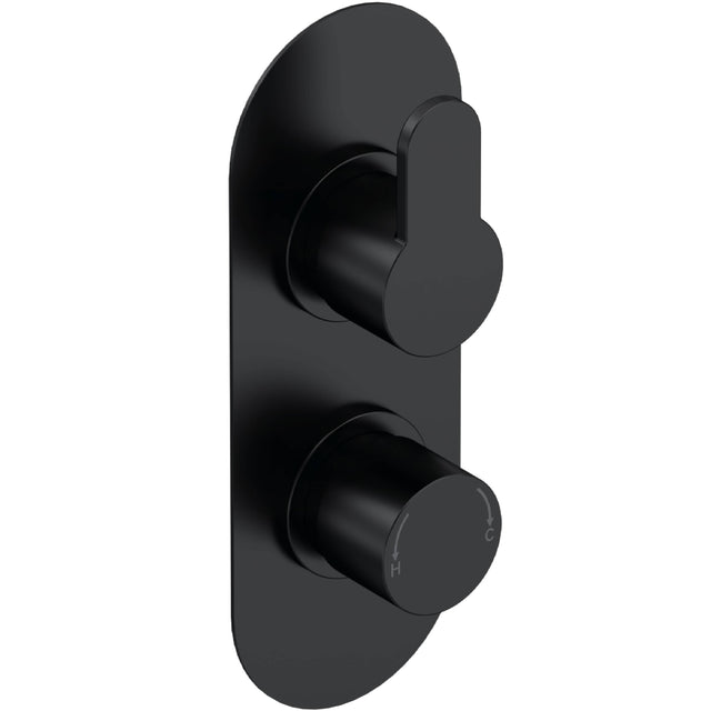 Nuie Arvan 2 Outlet Thermostatic Concealed Shower Valve With Diverter Matt Black ARV4TW02
