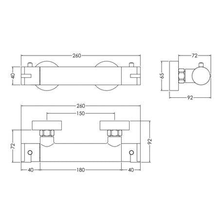 Nuie Arvan Round Thermostatic Bar Shower Valve Chrome ARV503 LD