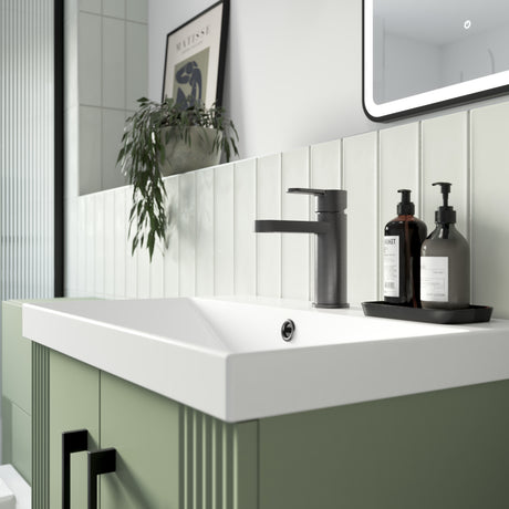 Nuie Arvan Mono Basin Mixer Tap with Waste Brushed Pewter ARV705 LS1