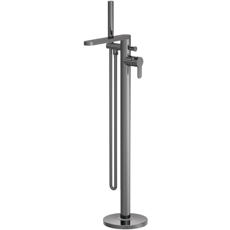 Nuie Arvan Freestanding Bath Shower Mixer Tap with Shower Kit Brushed Pewter ARV721