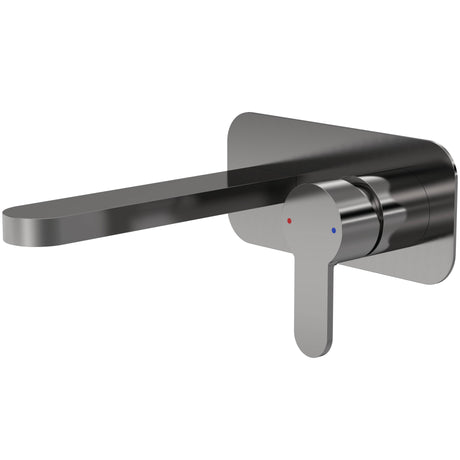 Nuie Arvan 2-Hole Wall Mounted Basin Mixer Tap with Plate Brushed Pewter ARV728