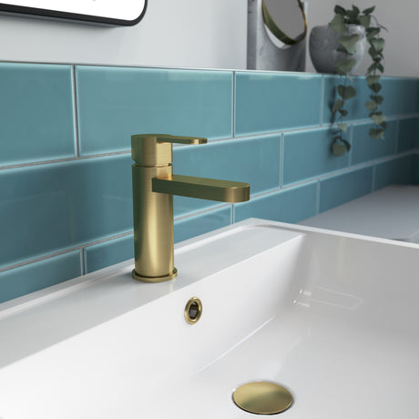 Nuie Arvan Mono Basin Mixer Tap with Waste Brushed Brass ARV805 LS