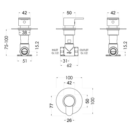 Nuie Arvan Concealed Stopvalve Chrome ARVST10 LD