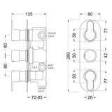Nuie Arvan 3 Outlet Thermostatic Concealed Shower Valve With Diverter Chrome ARVTR03 LD