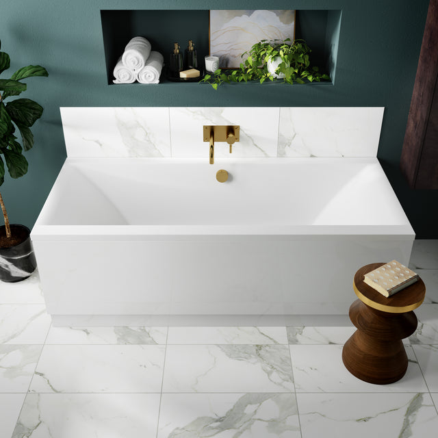 Nuie Asselby Square Double Ended Acrylic Bath White NBA209 LS