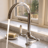 Astini Colonial Ceramic White Handle Twin Lever Kitchen Mixer Tap