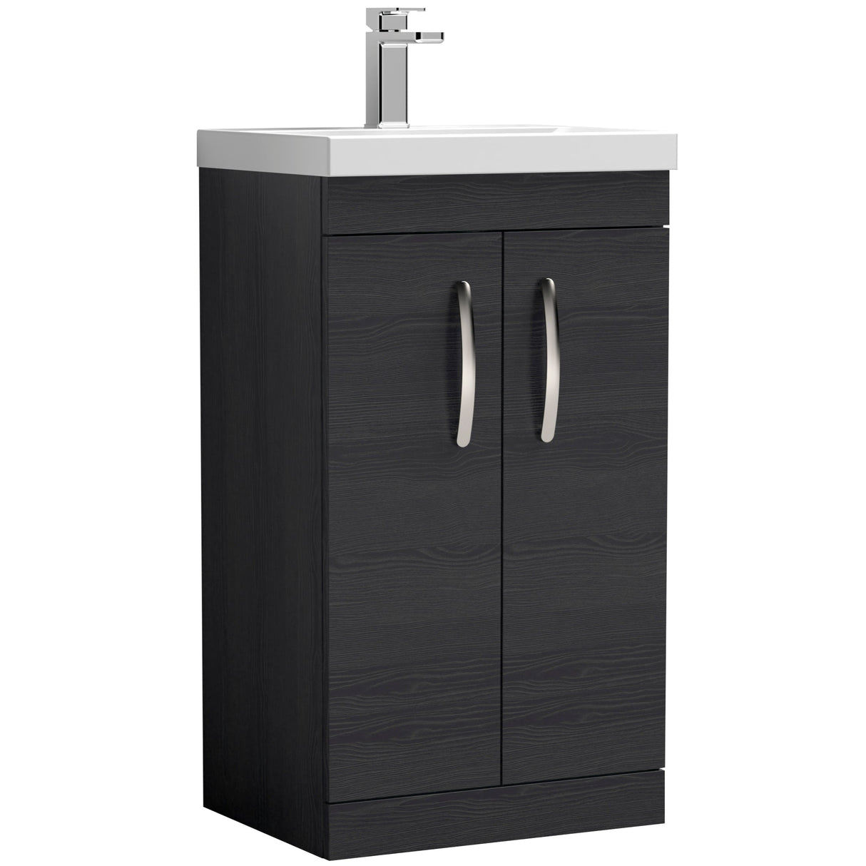 Nuie Athena 500mm Freestanding 2 Door Vanity Unit & Basin Charcoal Black ATH005A