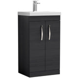 Nuie Athena 500mm Freestanding 2 Door Vanity Unit & Basin Charcoal Black ATH005A