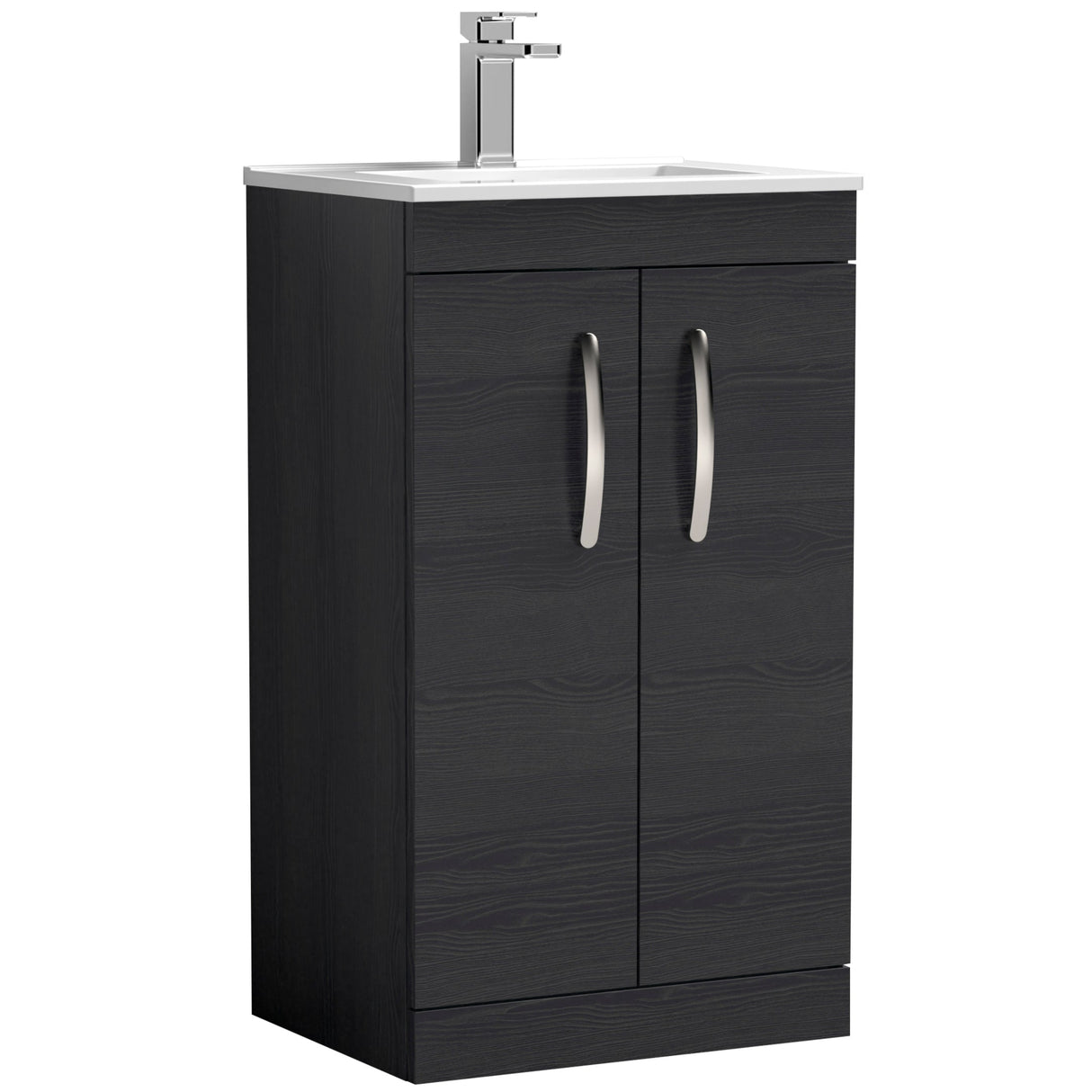 Nuie Athena 500mm Freestanding 2 Door Vanity Unit & Basin Charcoal Black ATH005B
