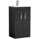 Nuie Athena 500mm Freestanding 2 Door Vanity Unit & Basin Charcoal Black ATH005B