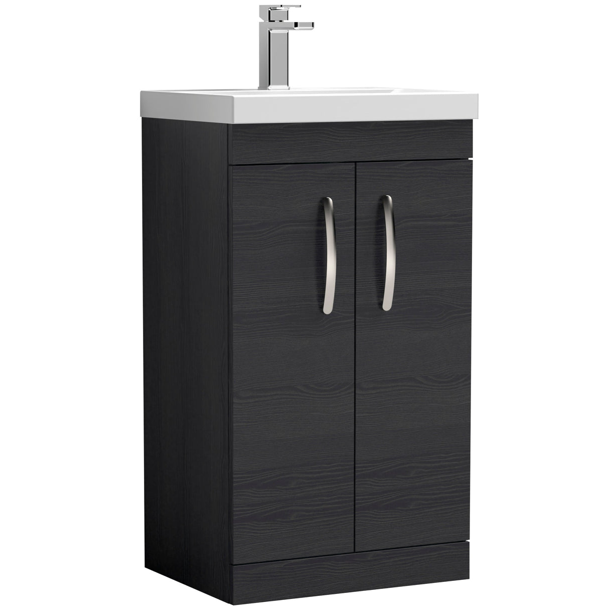 Nuie Athena 500mm Freestanding 2 Door Vanity Unit & Basin Charcoal Black ATH005D