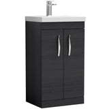 Nuie Athena 500mm Freestanding 2 Door Vanity Unit & Basin Charcoal Black ATH005D