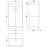 Nuie Athena 500mm Freestanding 2 Door Vanity Unit & Basin Charcoal Black ATH005D LD
