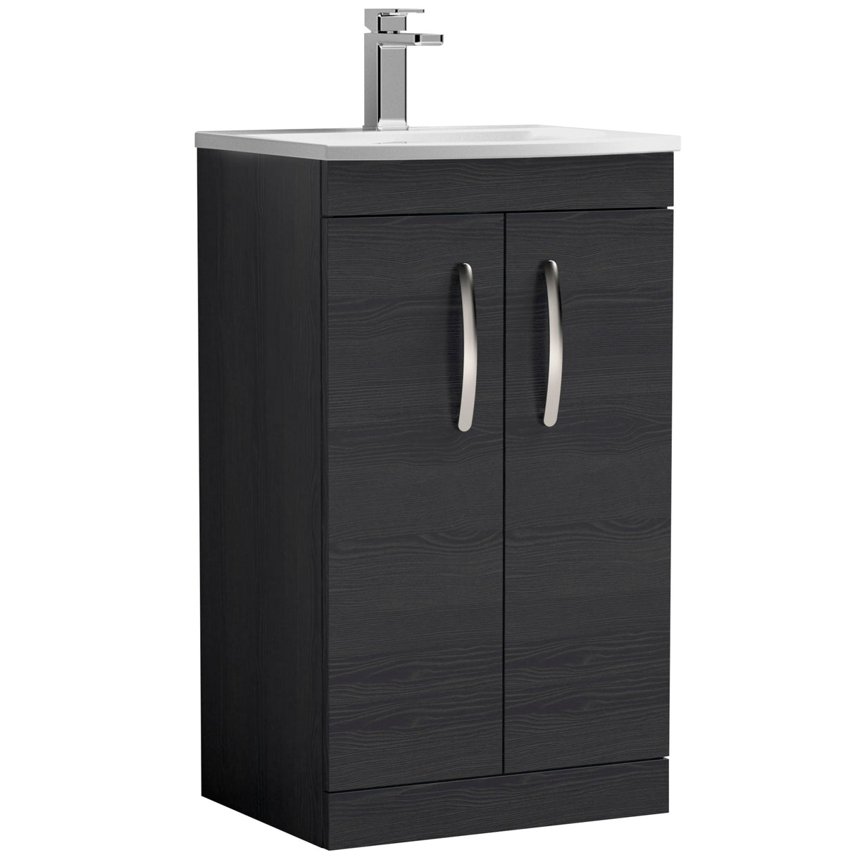 Nuie Athena 500mm Freestanding 2 Door Vanity Unit & Basin Charcoal Black ATH005G