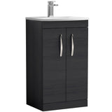 Nuie Athena 500mm Freestanding 2 Door Vanity Unit & Basin Charcoal Black ATH005G