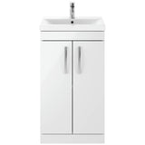 Nuie Athena 500mm Freestanding 2 Door Vanity Unit & Basin Gloss White ATH006A