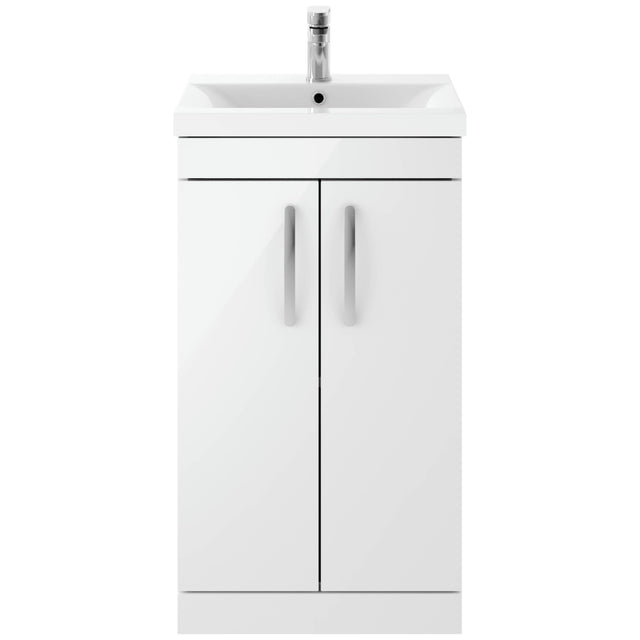 Nuie Athena 500mm Freestanding 2 Door Vanity Unit & Basin Gloss White ATH006A