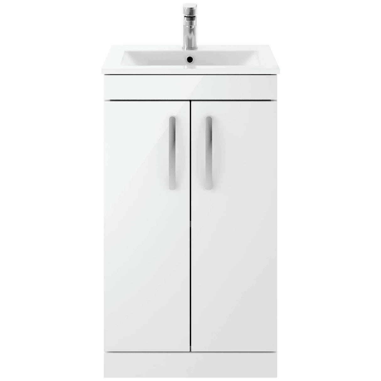 Nuie Athena 500mm Freestanding 2 Door Vanity Unit & Basin Gloss White ATH006B