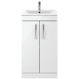 Nuie Athena 500mm Freestanding 2 Door Vanity Unit & Basin Gloss White ATH006B