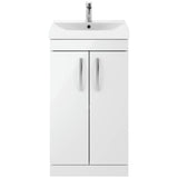 Nuie Athena 500mm Freestanding 2 Door Vanity Unit & Basin Gloss White ATH006D