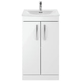 Nuie Athena 500mm Freestanding 2 Door Vanity Unit & Basin Gloss White ATH006G