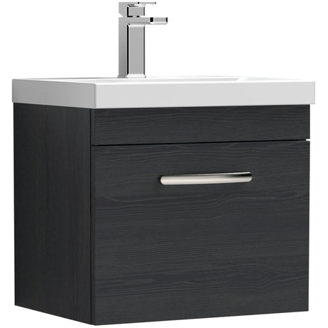 Nuie Athena 500mm Wall Hung 1 Drawer Vanity Unit & Basin Charcoal Black ATH012A