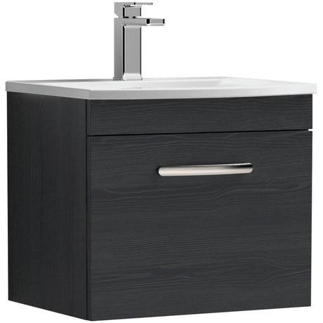 Nuie Athena 500mm Wall Hung 1 Drawer Vanity Unit & Basin Charcoal Black ATH012G
