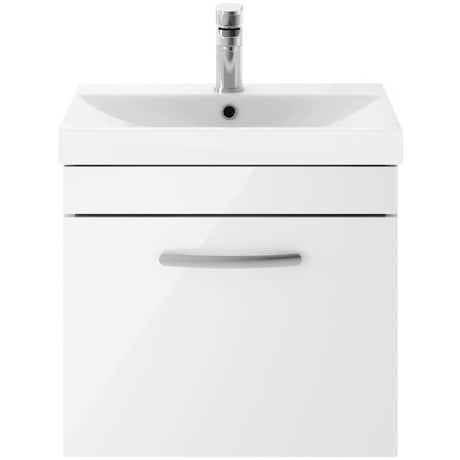 Nuie Athena 500mm Wall Hung 1 Drawer Vanity Unit & Basin Gloss White ATH013D